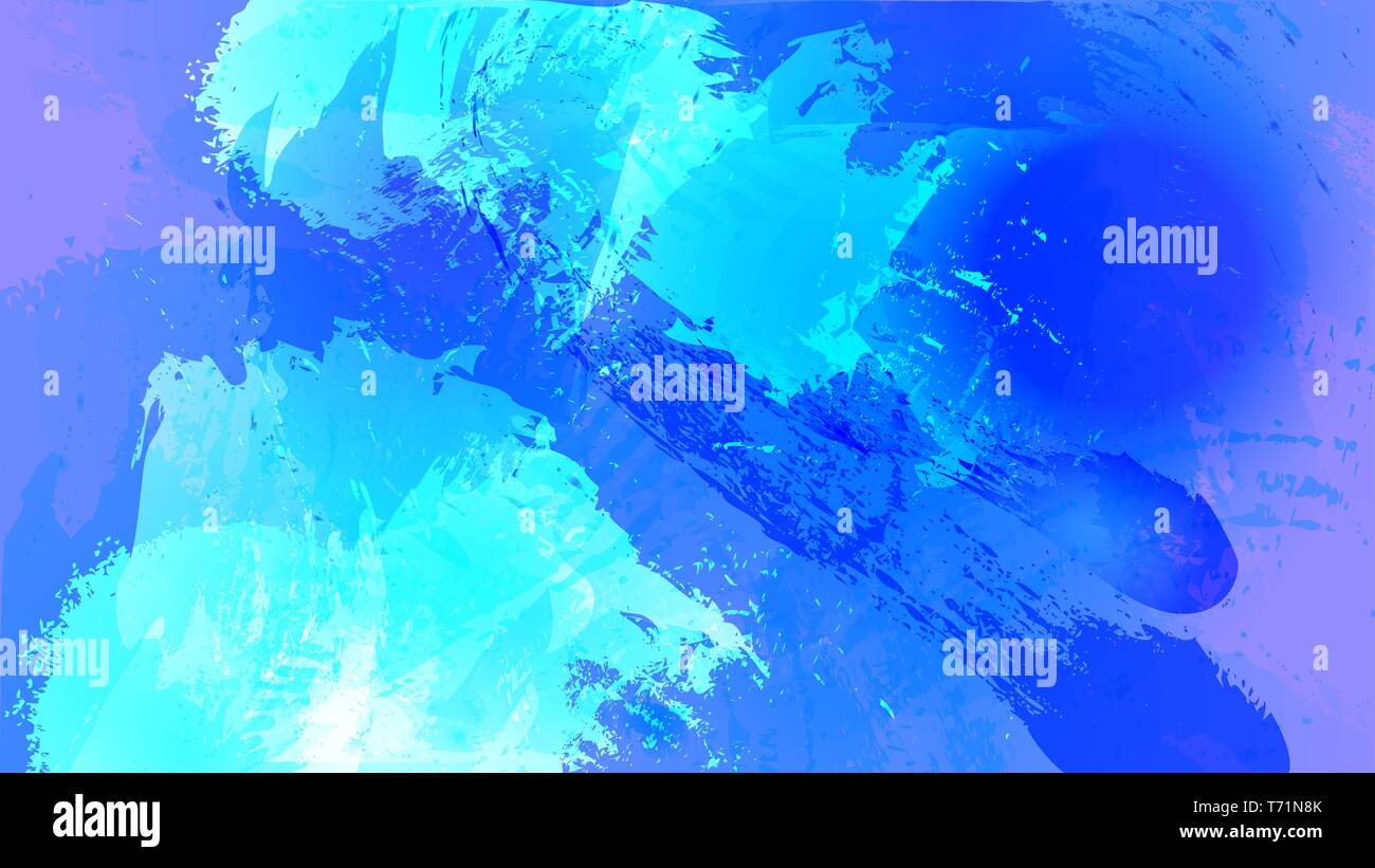 Abstract acquerello cosmica splash sfondo. Elemento di design in blu e viola i colori per il web banner. Poster di design. 16:9 Illustrazione Vettoriale