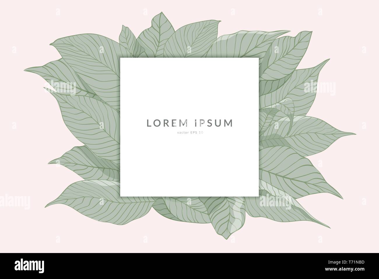 Layout creativi realizzati dal disegno di foglie verdi con scheda carta nota isolata su sfondo rosa , appartamento laici. concetto Natura Illustrazione Vettoriale
