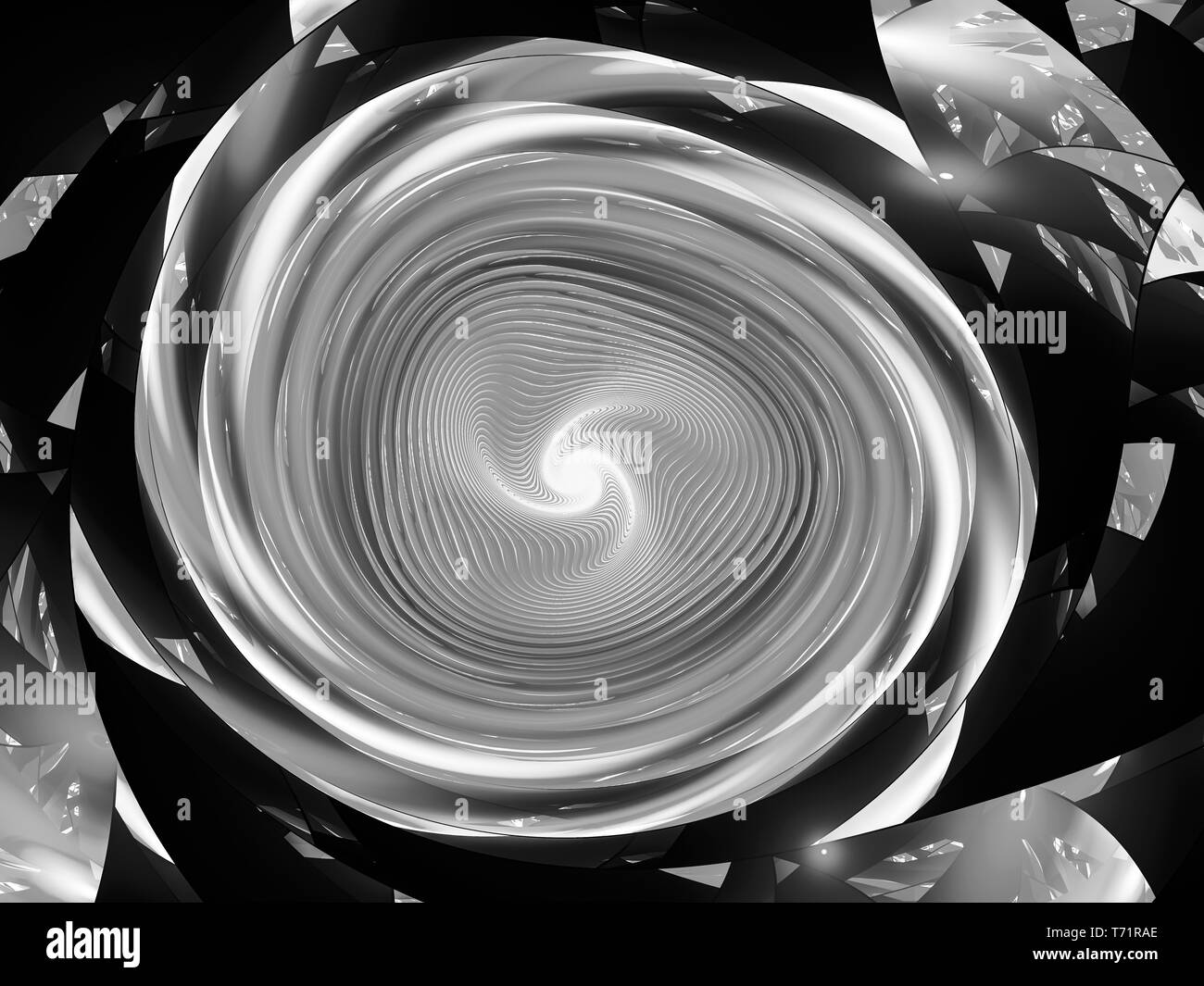 Galactic ruota di filatura, generato dal computer intenisty astratta mappa in bianco e nero, rendering 3D Foto Stock