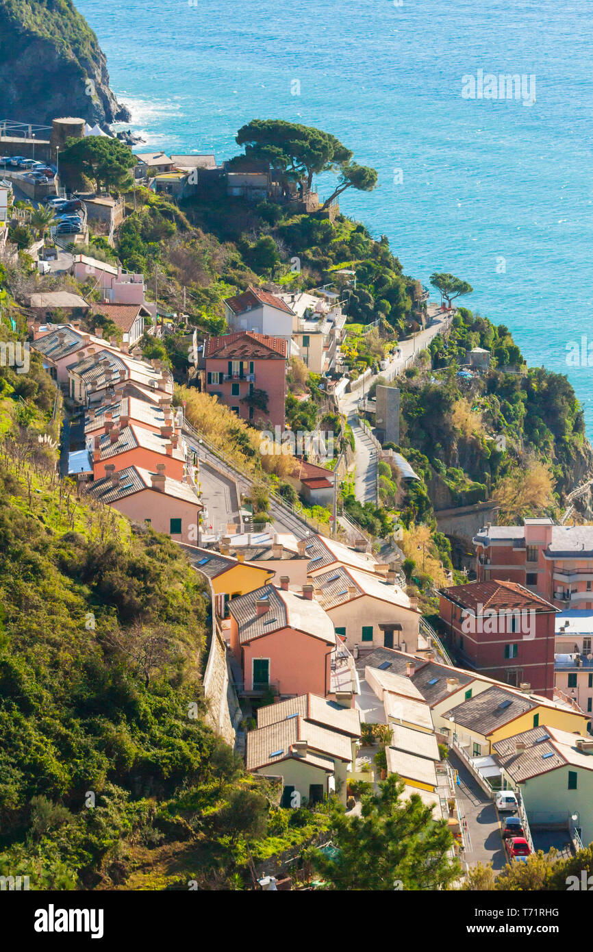 Villaggio di Monterosso vista da sopra Foto Stock