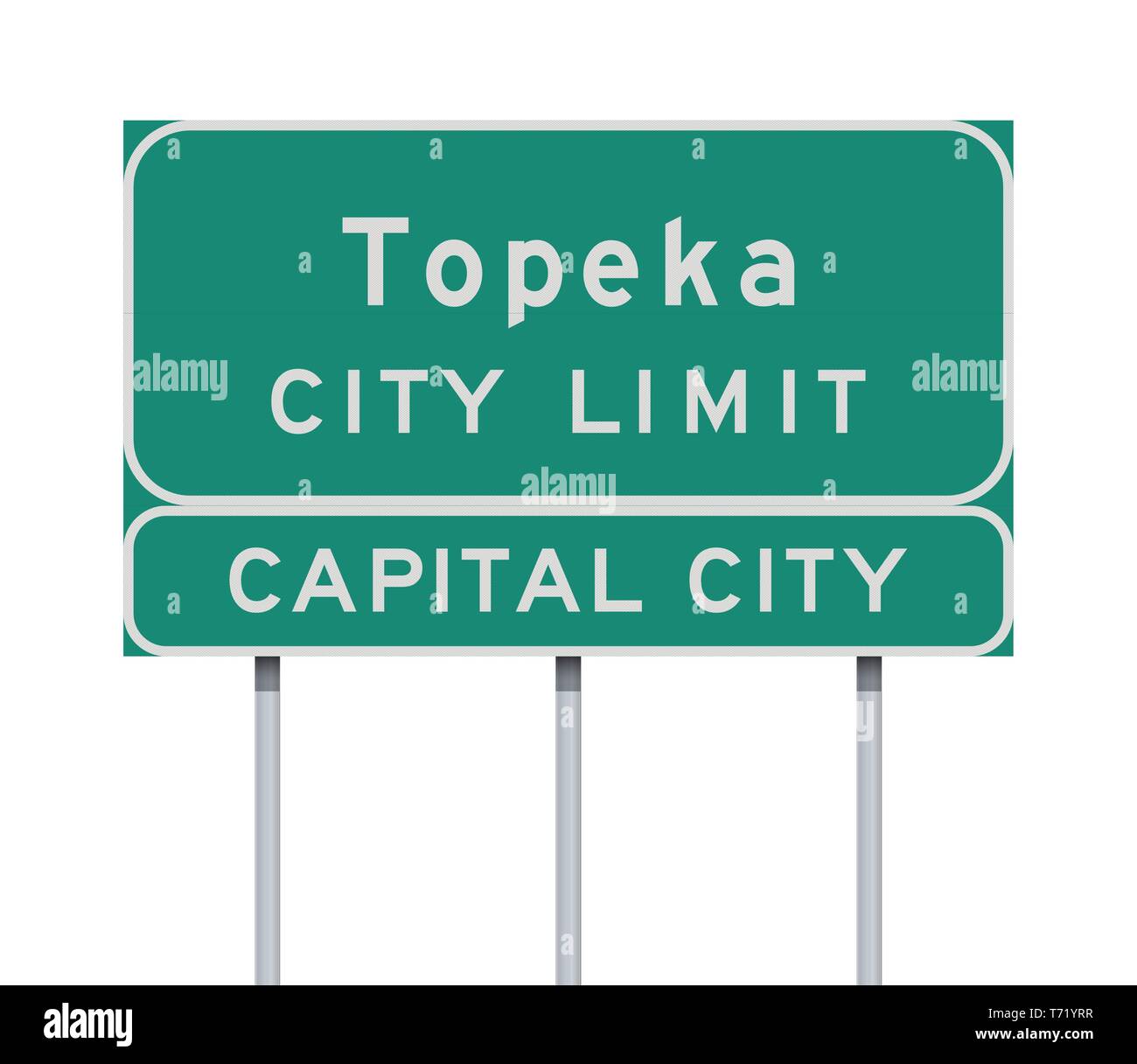 Illustrazione Vettoriale di Topeka nel limite della Città Capitale cartello verde Illustrazione Vettoriale