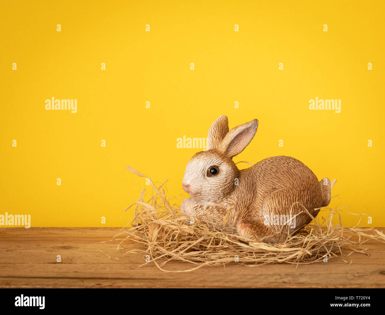 Dolce coniglietto di pasqua figura sfondo giallo Foto Stock