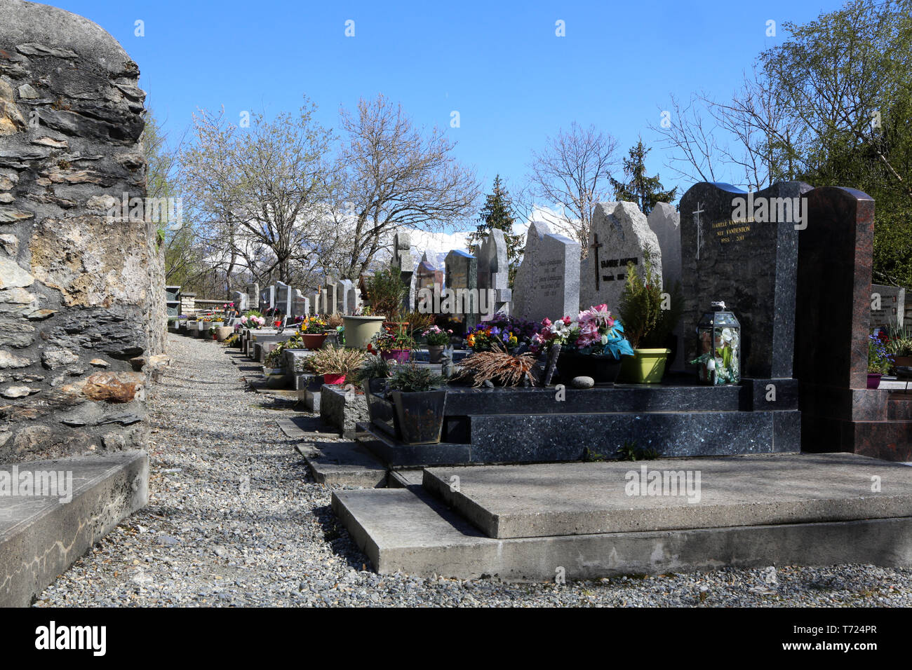 Cimetière de Saint-Nicolas de Véroce. / Cimitero di Saint-Nicolas de Véroce. Foto Stock