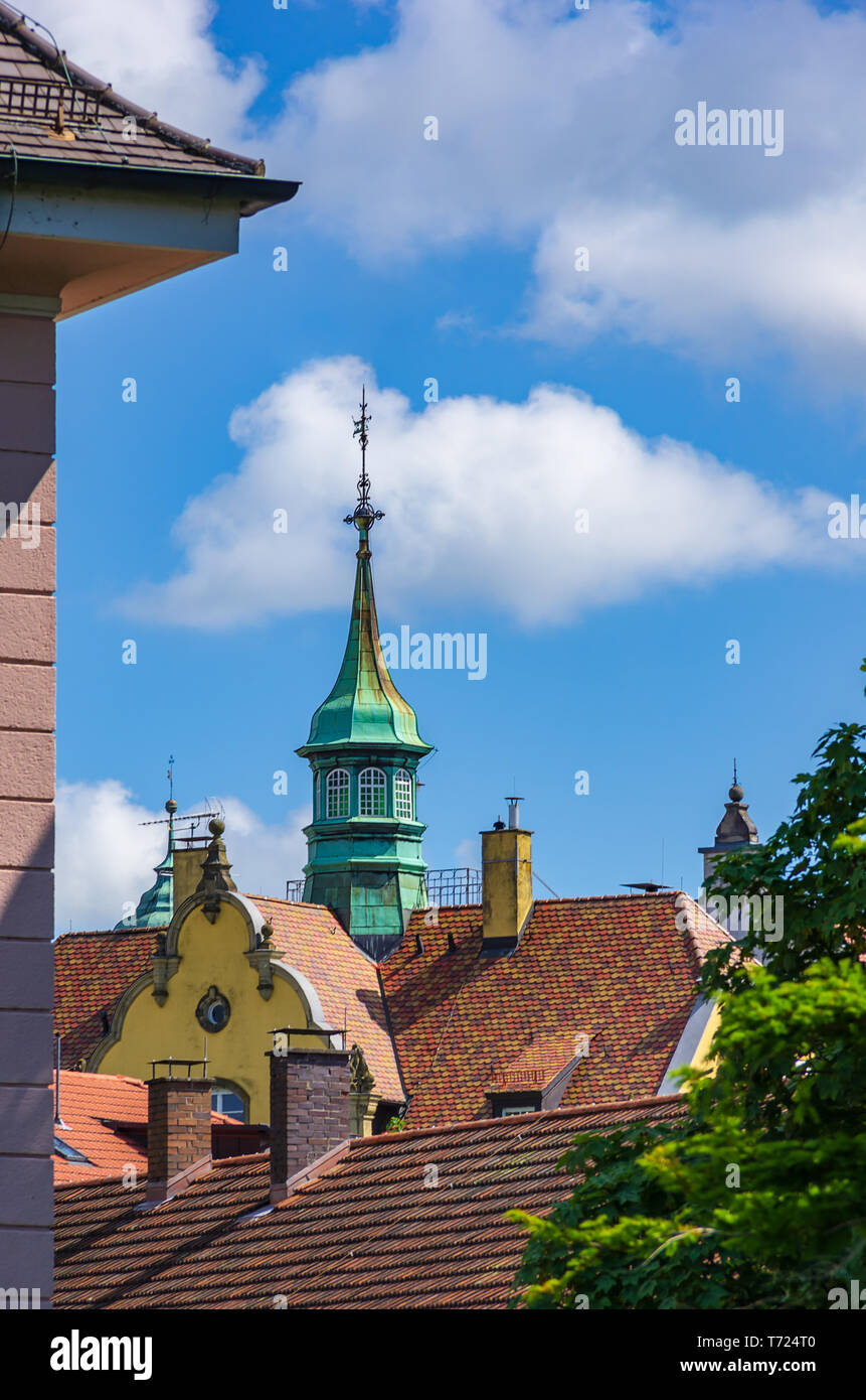 Storica casa residenziale, la cosiddetta casa Abele, a Brettermarkt 8 nel centro storico della città di Lindau sul Lago di Costanza, Baviera, Germania, Europa. Foto Stock