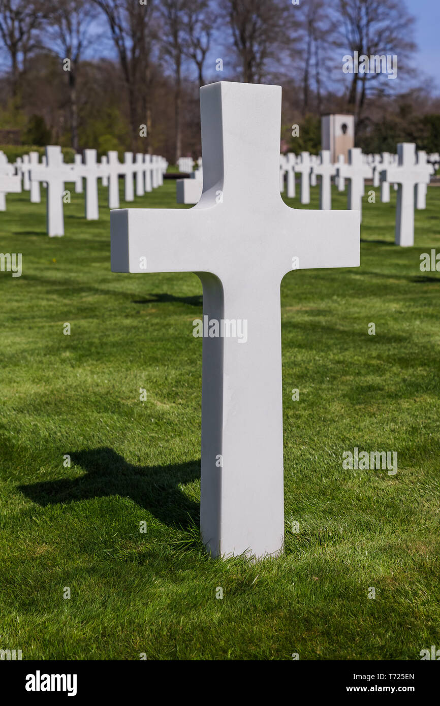 Cimitero Monumentale Americano della II Guerra Mondiale in Lussemburgo Foto Stock