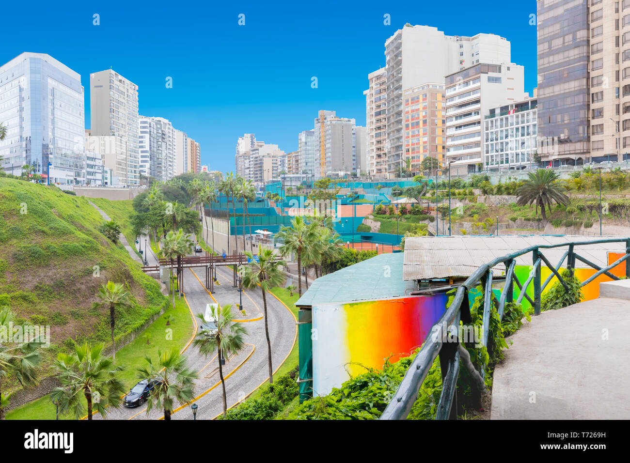 Diagonal Avenue quartiere Miraflores Lima Peru Foto Stock