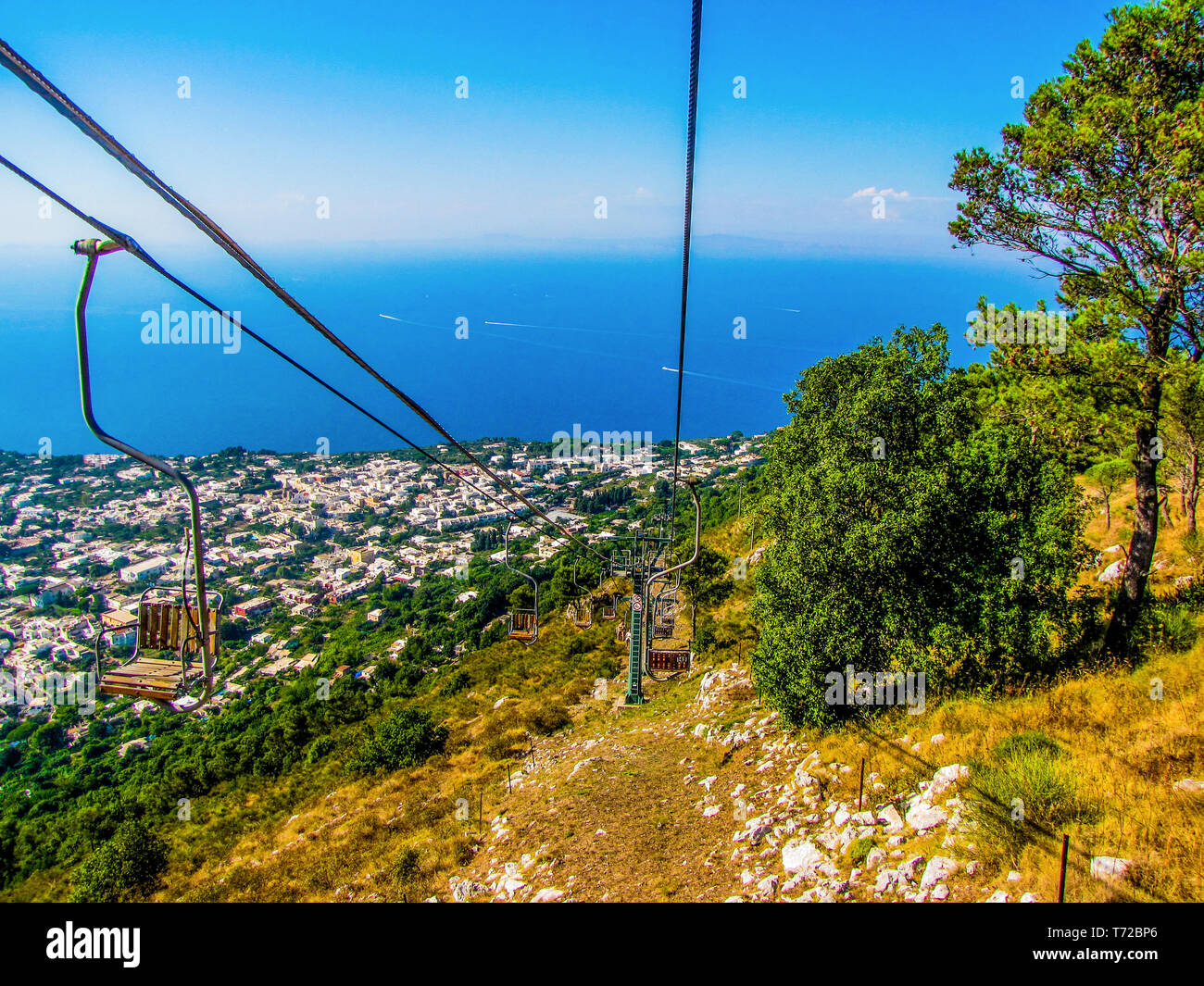 Seggiovia Monte Solaro, Capri, Italia Foto Stock