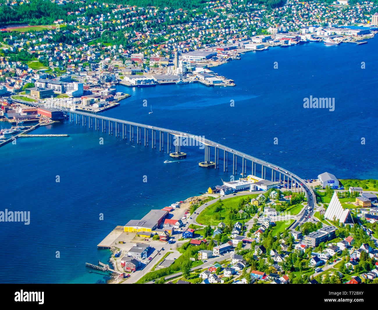 Vista aerea di Tromso, Norvegia Foto Stock