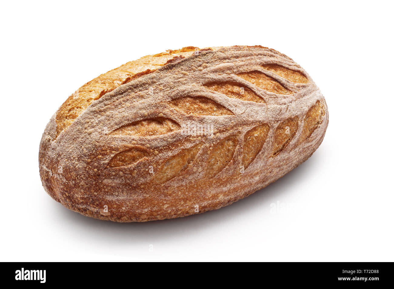 Gustosa crosta croccante pane isolati su sfondo bianco. Foto Stock