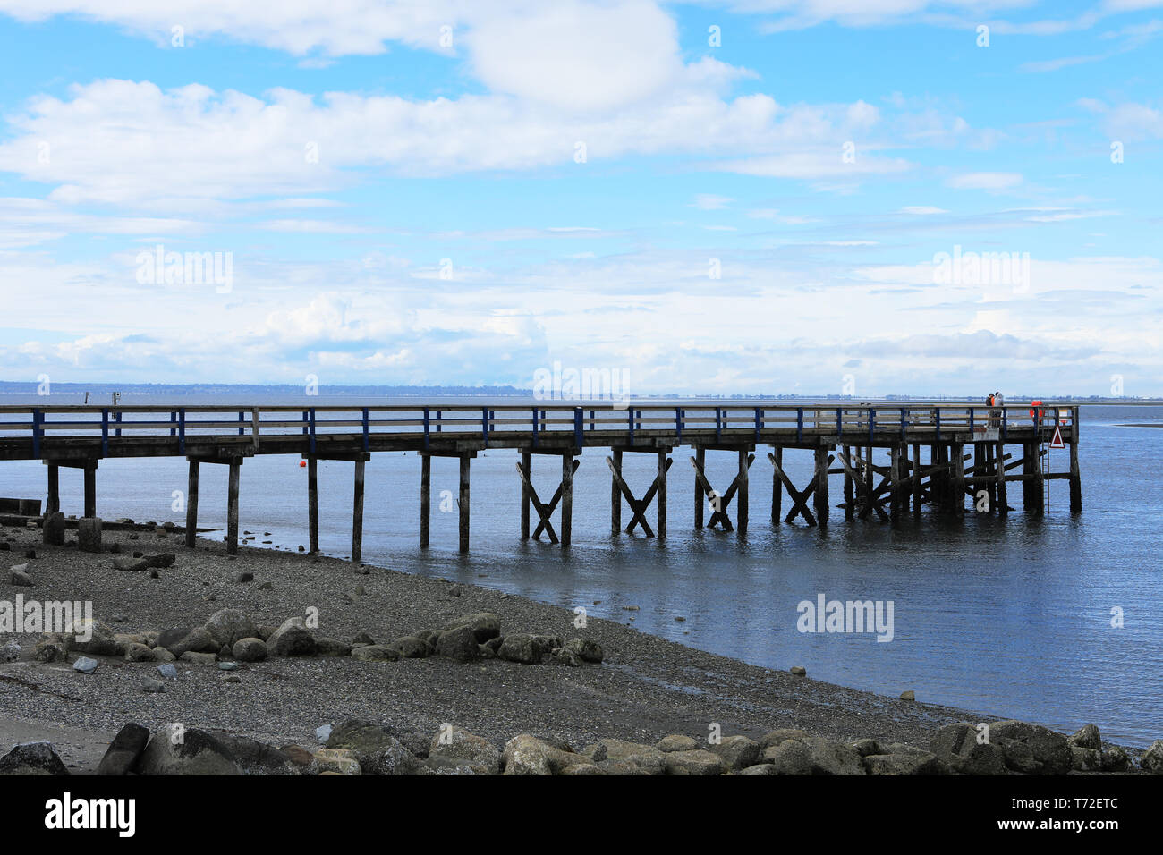 Un molo sul fiume Fraser nel Surrey, British Columbia Foto Stock