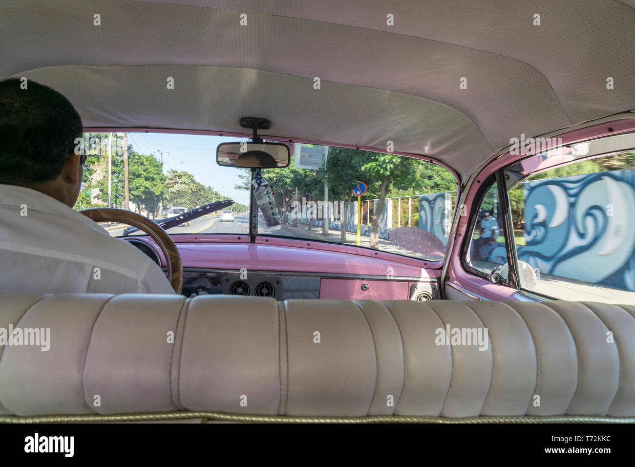 In taxi, Varadero, Cuba Foto Stock