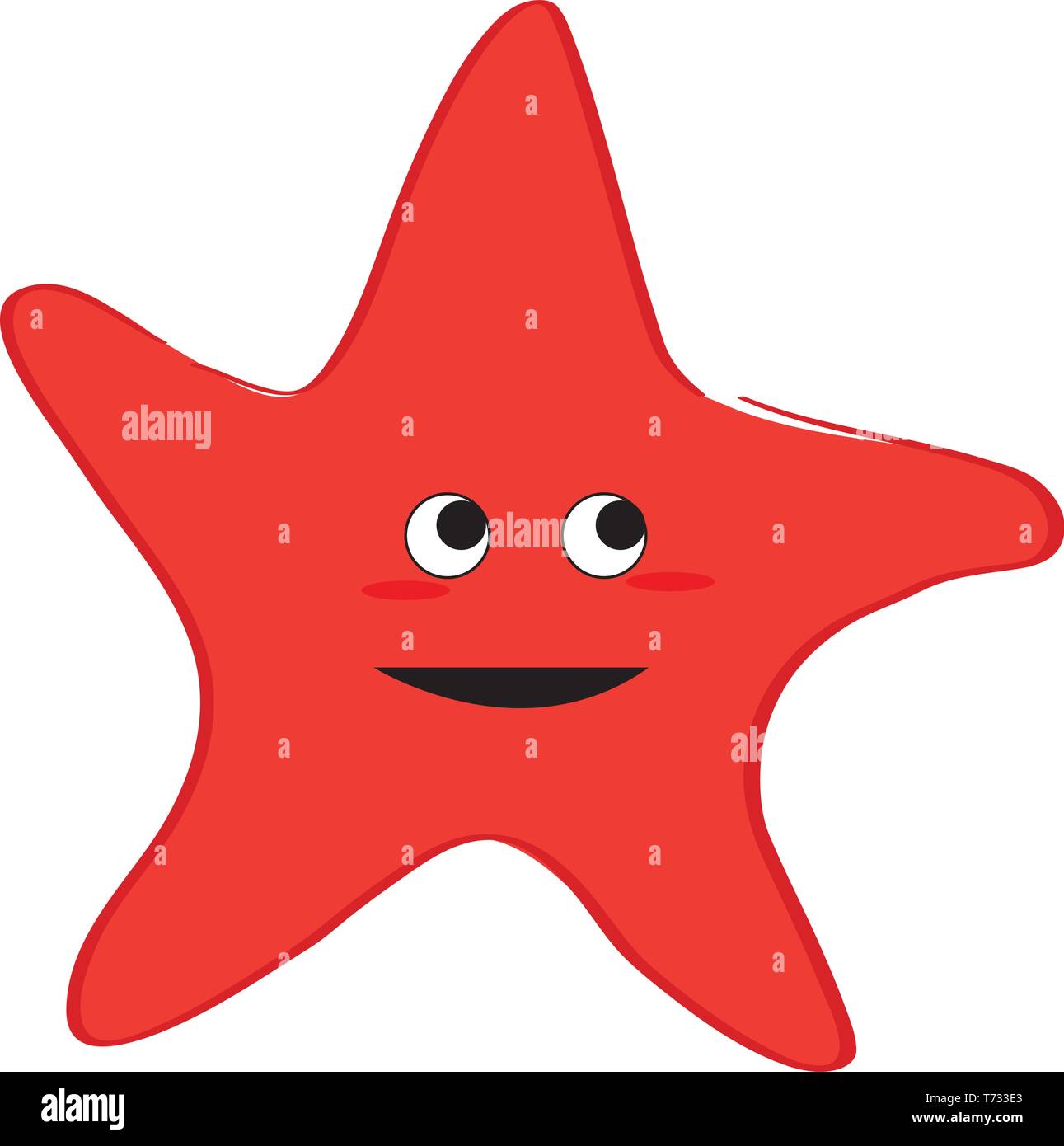 Un felice Red sea star su sfondo bianco Illustrazione Vettoriale