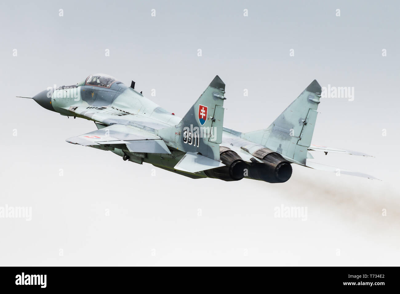 Un Mikoyan MiG-29 multirole jet da combattimento dal 1° Squadrone tattico della slovacca forza dell'aria. Foto Stock