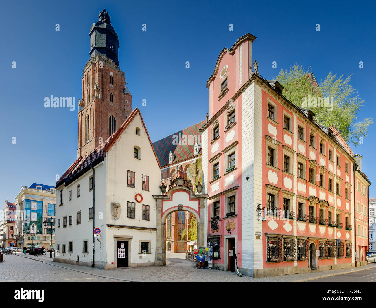 Wroclaw, Bassa Slesia provincia, Polonia. Xv sec. casamenti medievale case, chiamato "Jas mi Malgosia'. Foto Stock