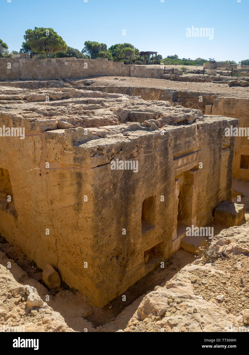 Pietre intagliate Tombe dei Re a Paphos Foto Stock