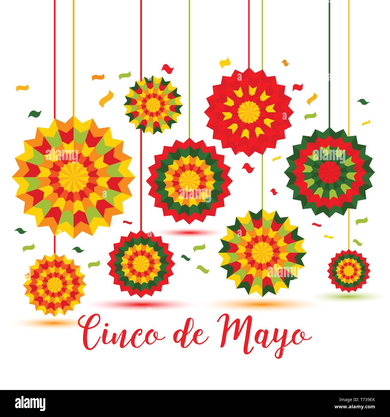 Cinco de Mayo - 5 Maggio, federale vacanza in Messico. Fiesta banner e poster design con decorazioni Illustrazione Vettoriale