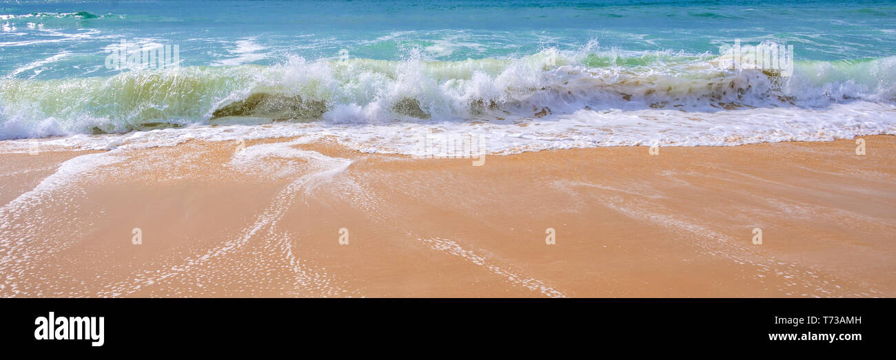 Oceano atlantico, panoramica vista frontale delle onde sulla spiaggia Foto Stock