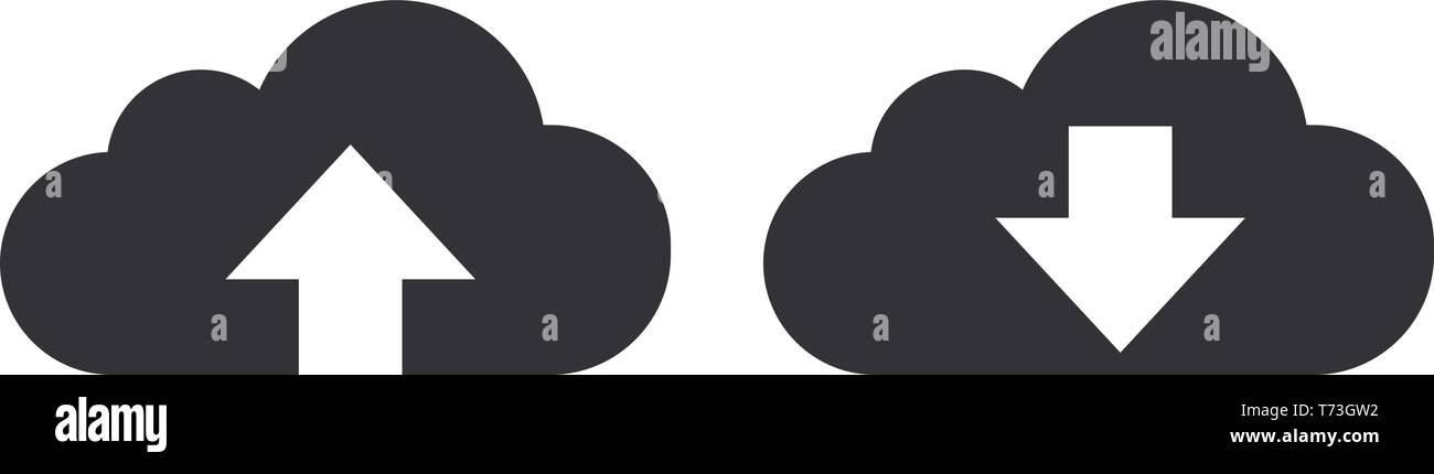 Upload e download di vettore di cloud Icona o simbolo per web storage Illustrazione Vettoriale
