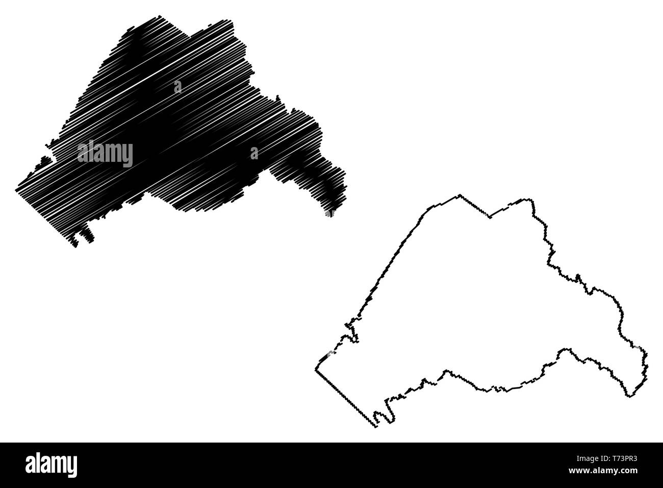 Tuolumne County, California (contee della California, Stati Uniti d'America,USA, Stati Uniti, US) mappa illustrazione vettoriale, scribble schizzo Tuolumne mappa Illustrazione Vettoriale