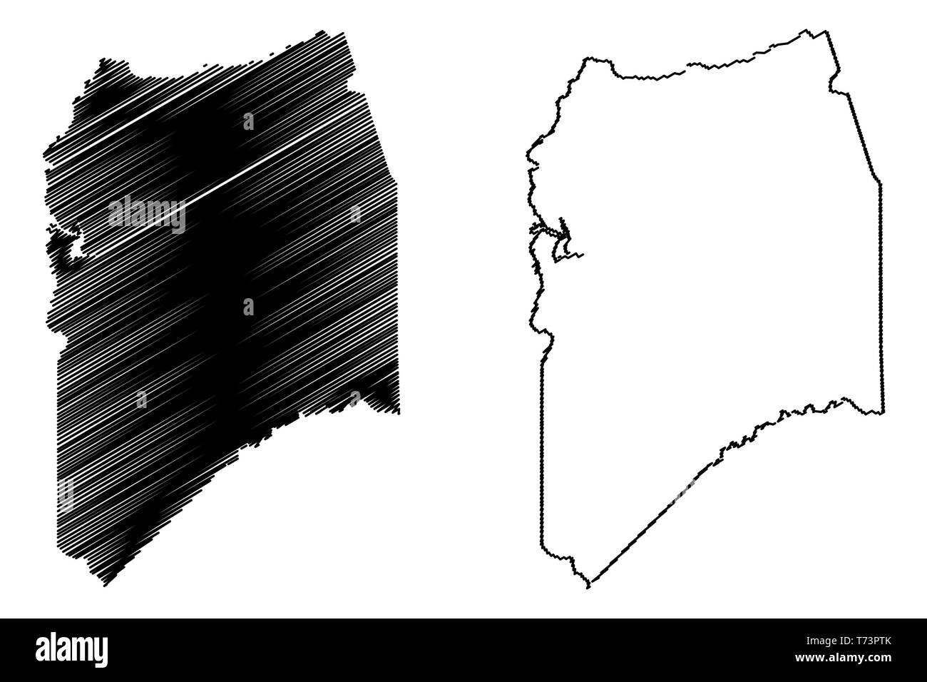 San Joaquin County, California (contee della California, Stati Uniti d'America,USA, Stati Uniti, US) mappa illustrazione vettoriale, scribble schizzo San Joaquin m Illustrazione Vettoriale