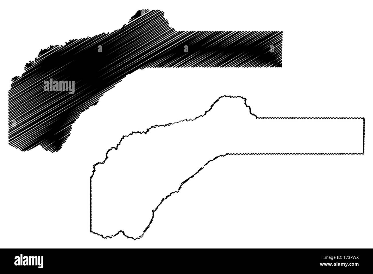 Nevada County, California (contee della California, Stati Uniti d'America,USA, Stati Uniti, US) mappa illustrazione vettoriale, scribble schizzo Nevada mappa Illustrazione Vettoriale