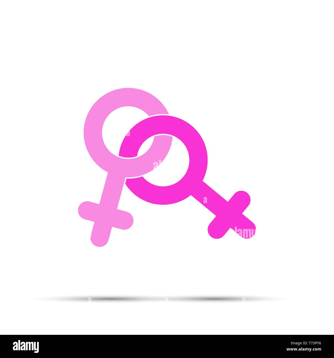 Due intrecciate simbolo femminile, simbolo lesbico, design semplice Illustrazione Vettoriale