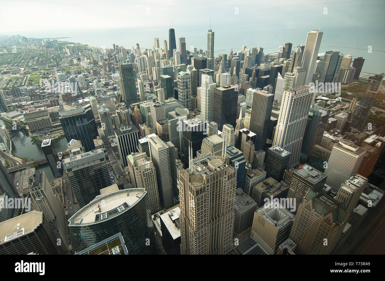 Vista aerea del centro di Chicago, Illinois, Stati Uniti d'America. Foto Stock