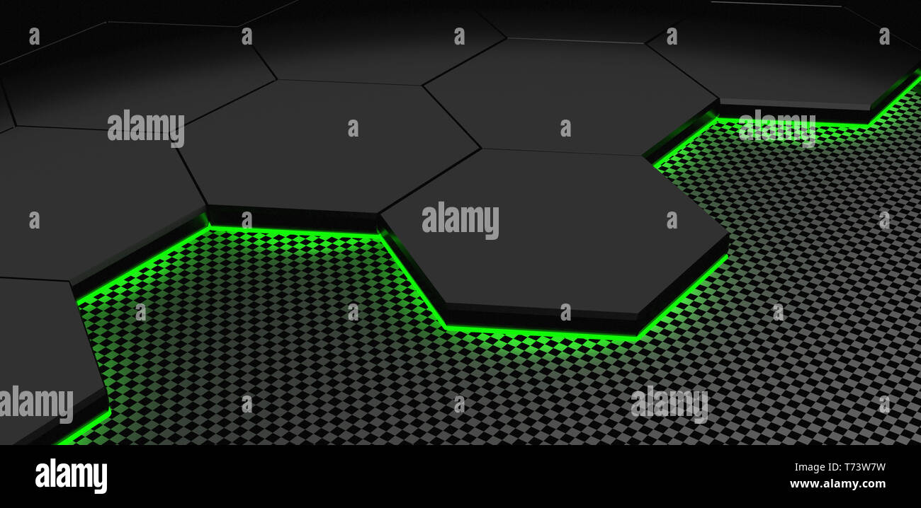 3d illustrazione del moderno sfondo a nido d'ape in alluminio e fibra di carbonio pattern Foto Stock