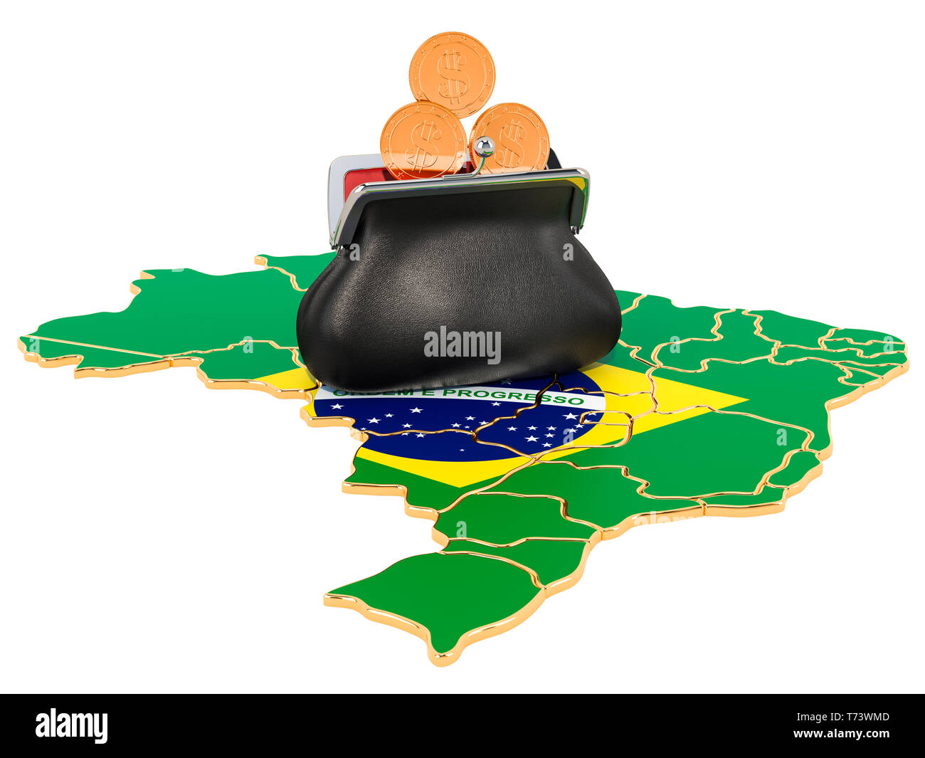 Bancario e degli investimenti finanziari o concetto in Brasile. 3D rendering isolati su sfondo bianco Foto Stock