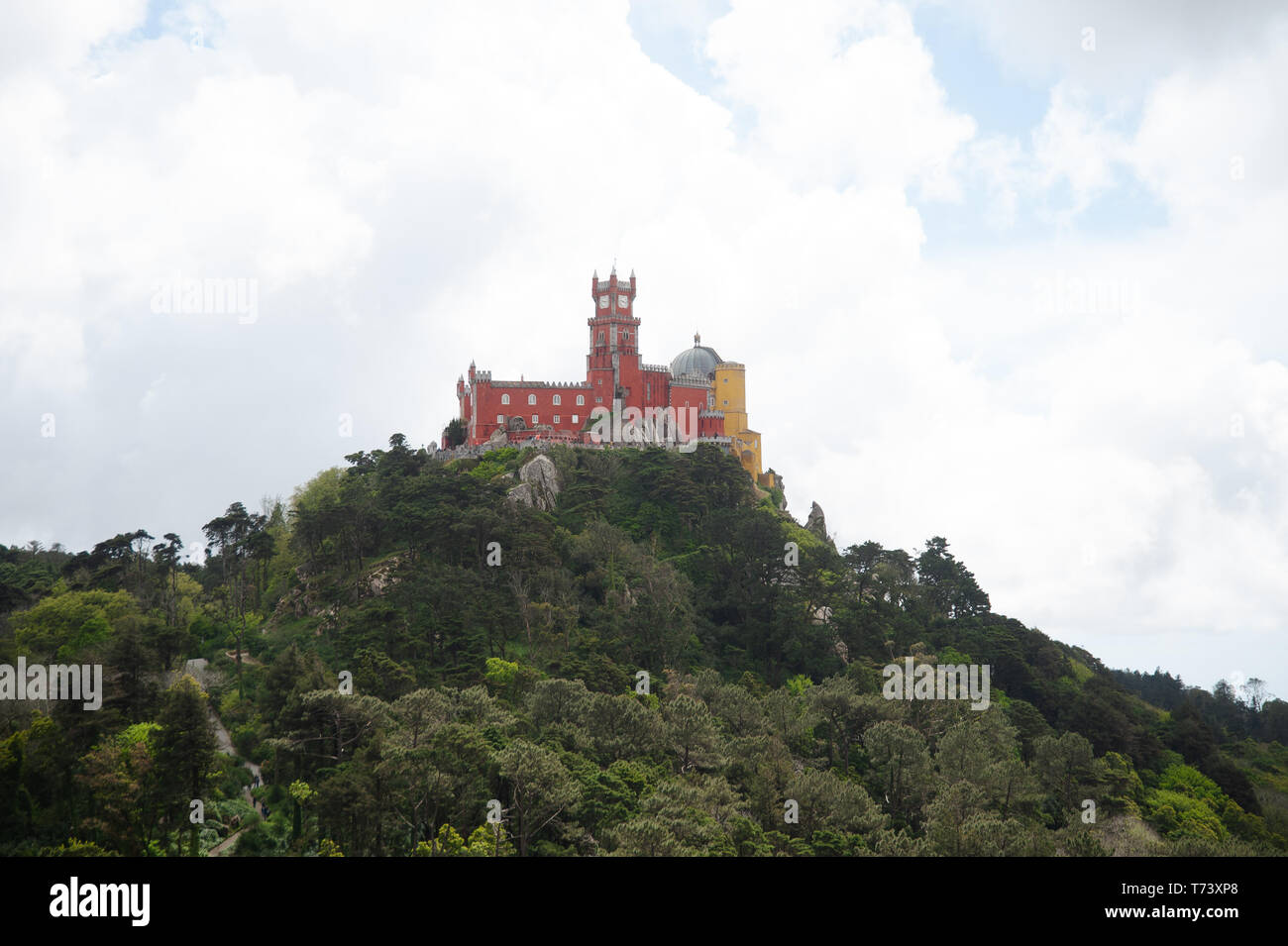 Peña palazzo sulla collina con alberi circostanti e la natura Foto Stock