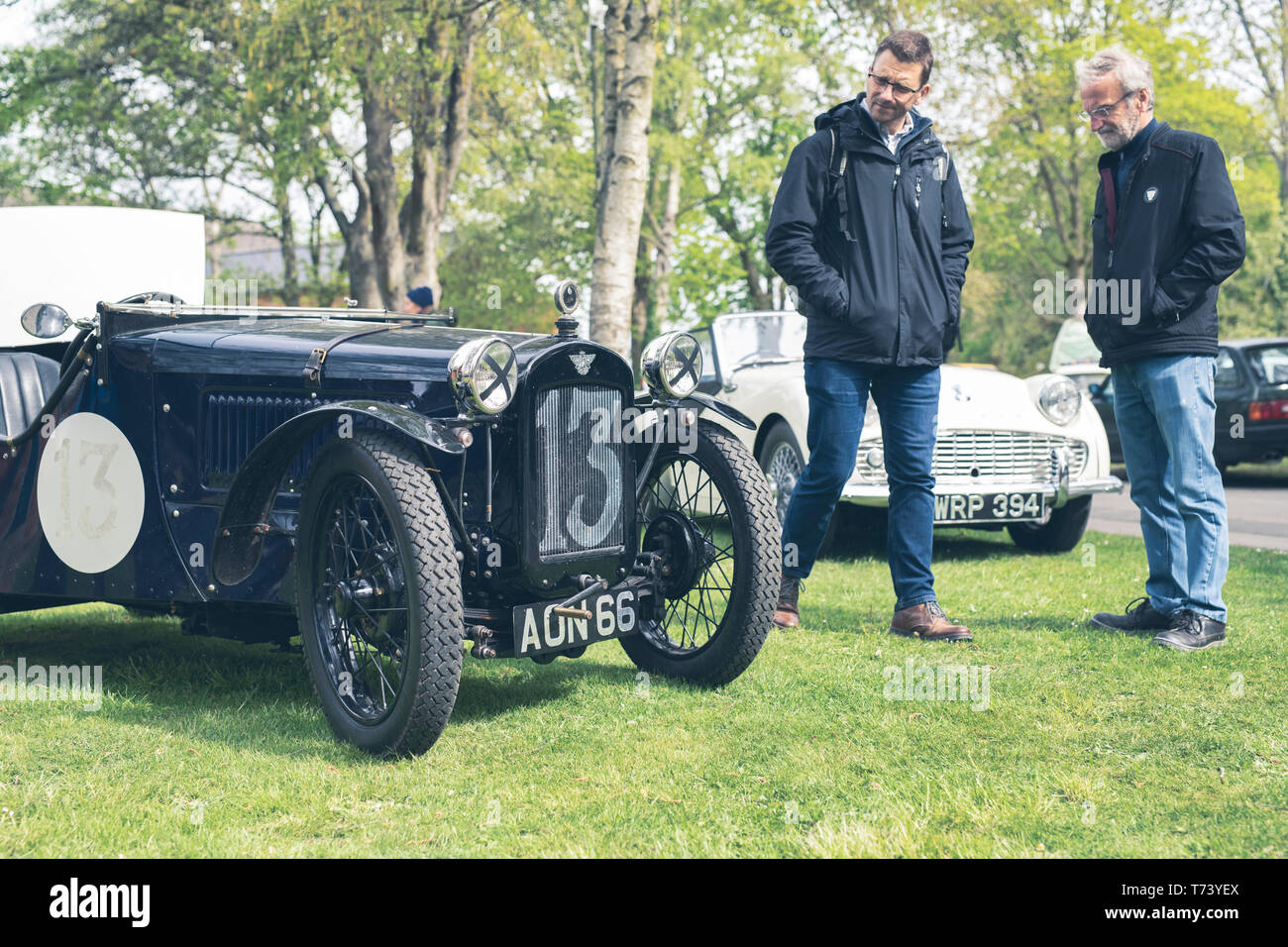 1935 Austin sette sport auto classica a Bicester Heritage Centre 'Drive giorno'. Bicester, Oxfordshire, Inghilterra. Vintage filtro applicato Foto Stock