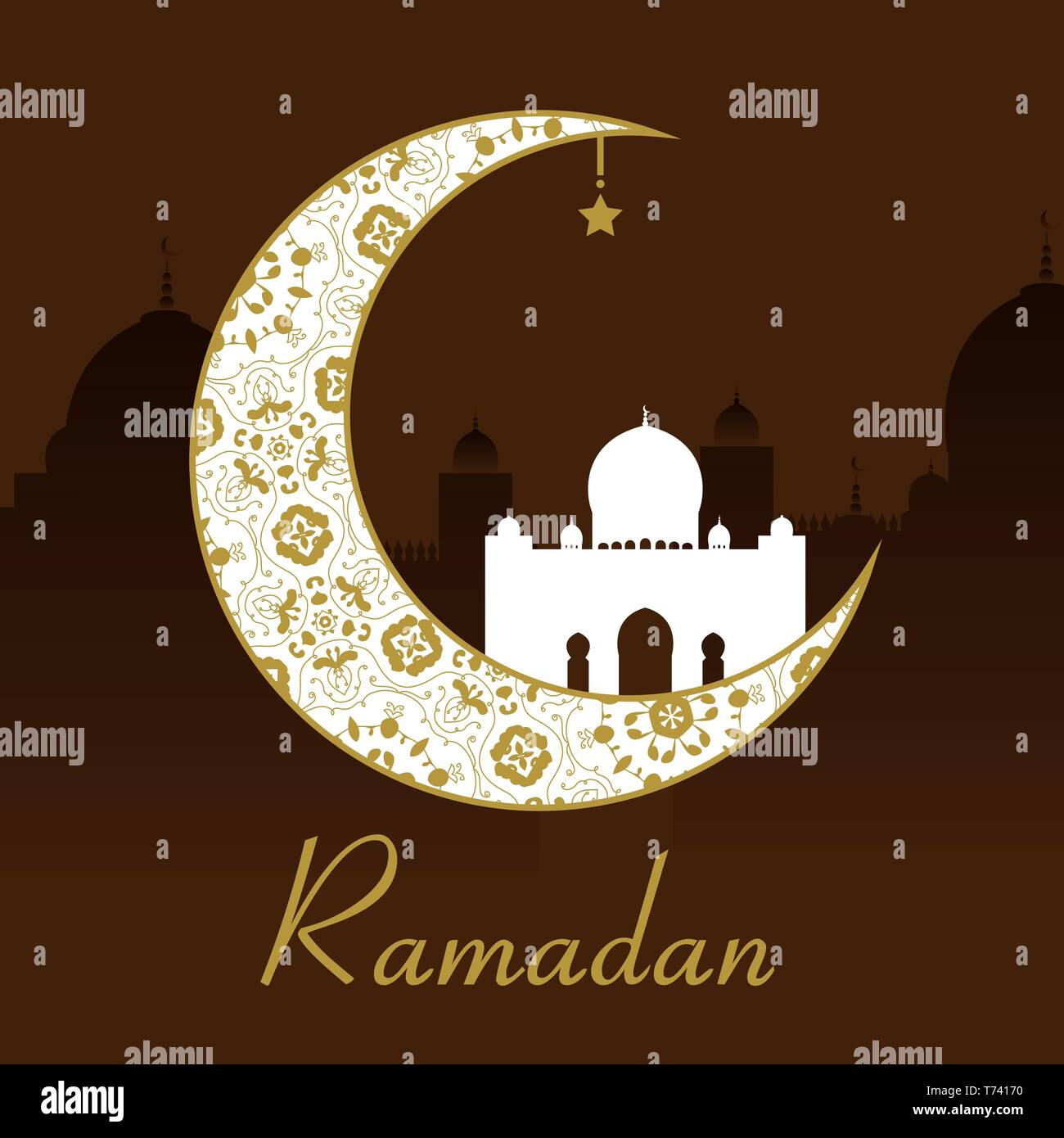 Ghirlanda Metallica Ramadan Mubarak – Luna E Stelle Con Segno Zodiacale Reversibile, Decorazione Da Parete Per Interni, Fiori Artificiali - 3