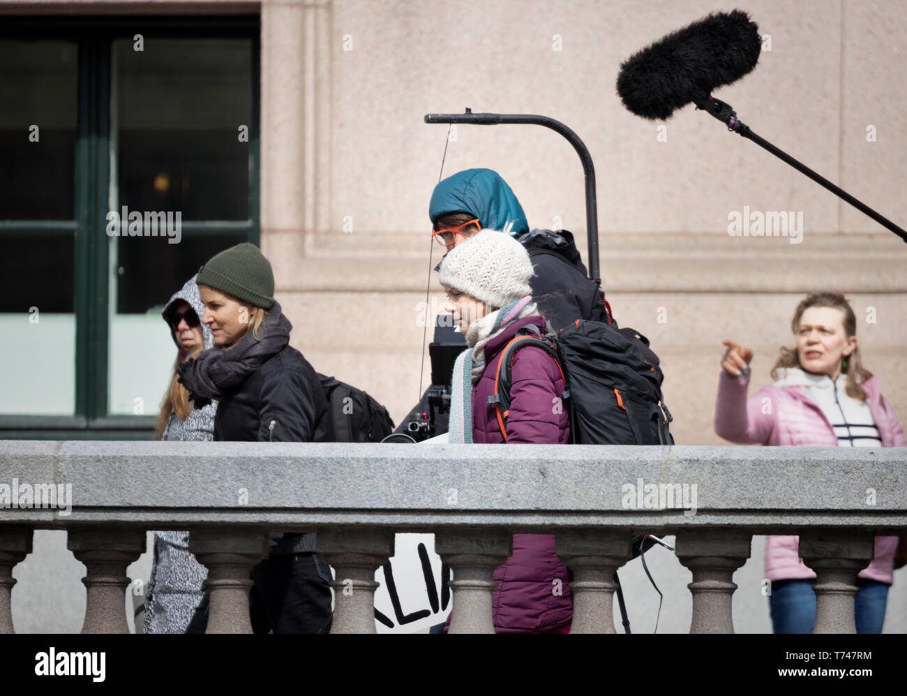 Stoccolma, Svezia. Il 3 maggio, 2019. 16-anno-vecchio clima svedese Greta attivista Thunberg dimostrando a Stoccolma il venerdì. Foto Stock