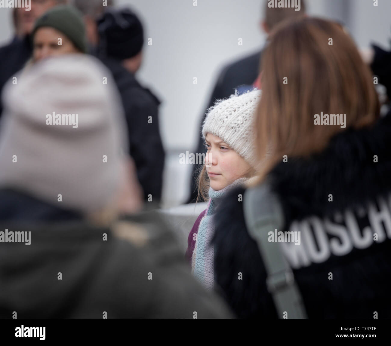 Stoccolma, Svezia. Il 3 maggio, 2019. 16-anno-vecchio clima svedese Greta attivista Thunberg dimostrando a Stoccolma il venerdì. Foto Stock