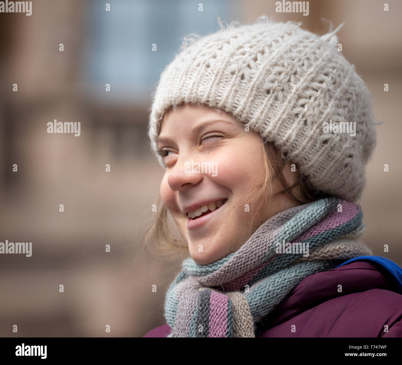 Stoccolma, Svezia. Il 3 maggio, 2019. 16-anno-vecchio clima svedese Greta attivista Thunberg dimostrando a Stoccolma il venerdì. Foto Stock