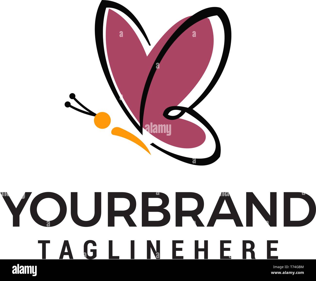 Logo a forma di farfalla design concept vettore modello Illustrazione Vettoriale
