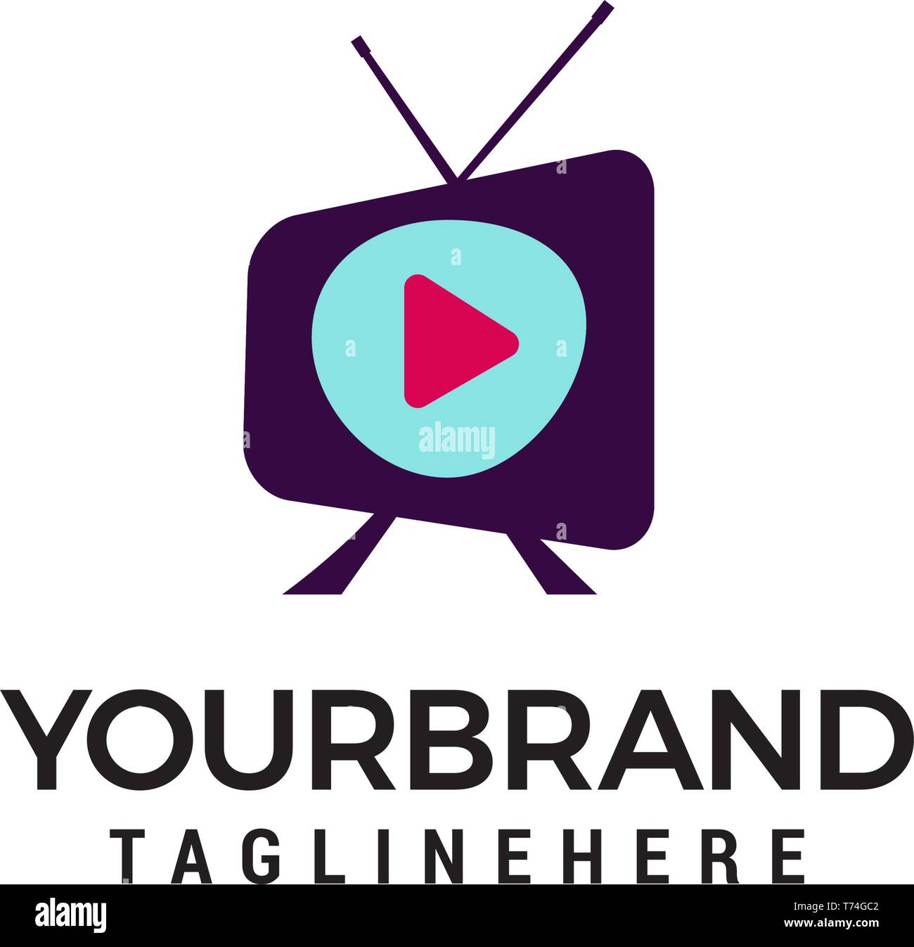 Media television logo design concept vettore modello Illustrazione Vettoriale