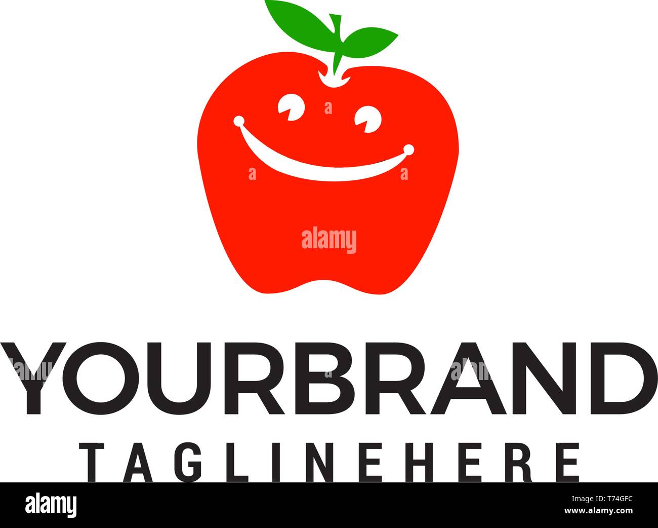 Apple logo smile design concept vettore modello Illustrazione Vettoriale