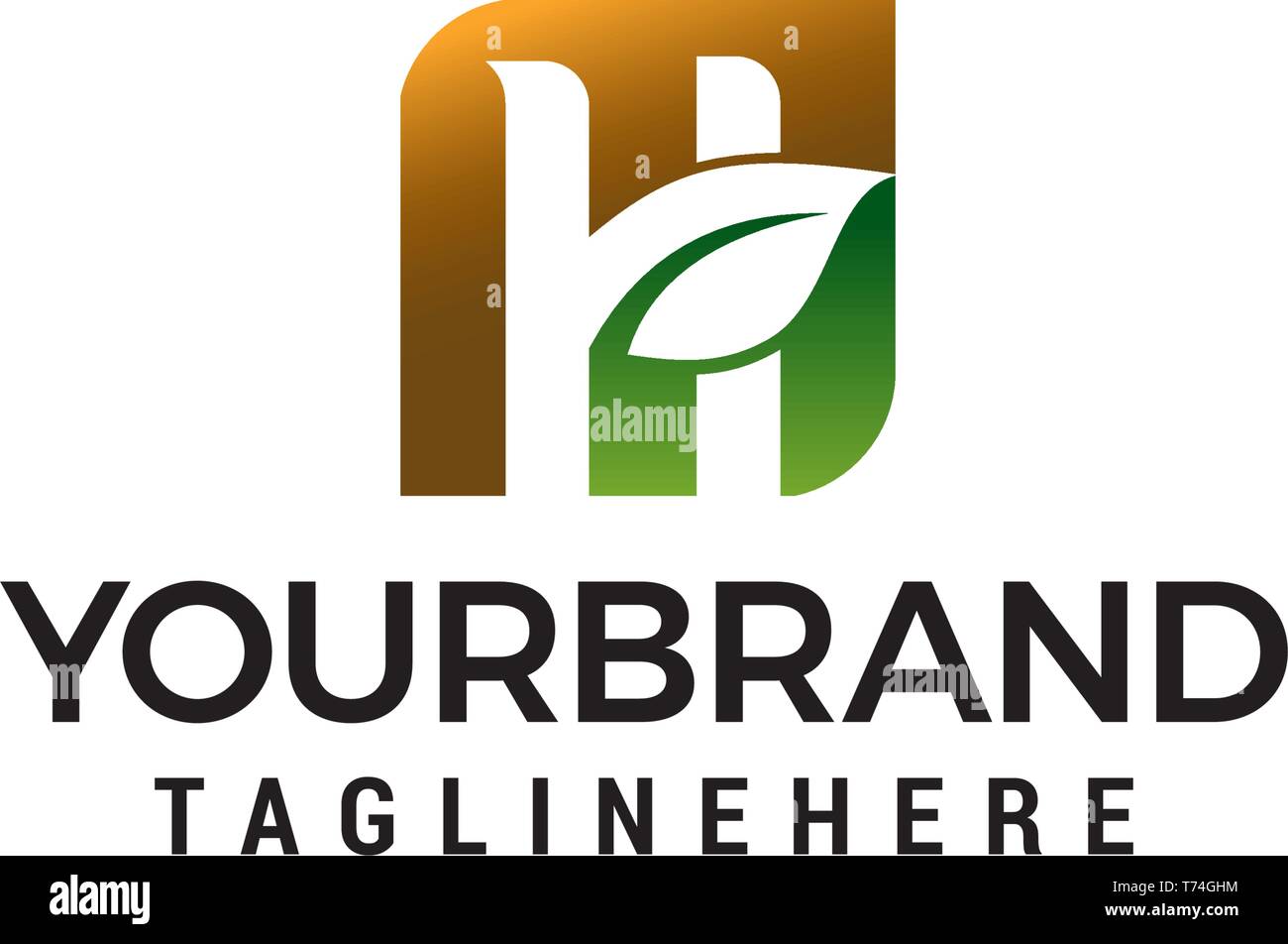 La lettera h eco logo green design concept vettore modello Illustrazione Vettoriale