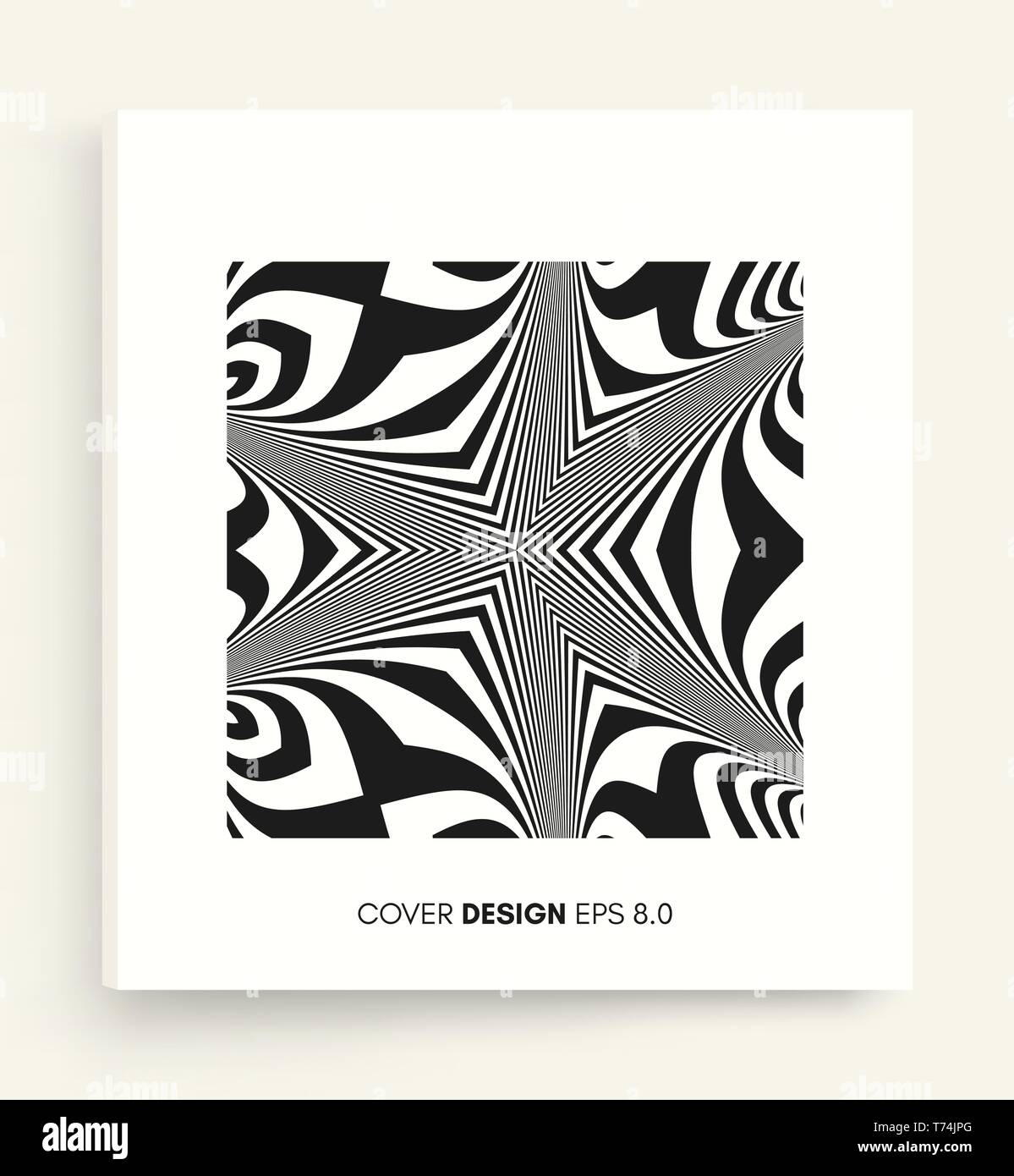 Cover Design modello. Design in bianco e nero. Abstract sfondo striato. Illustrazione Vettoriale. Illustrazione Vettoriale