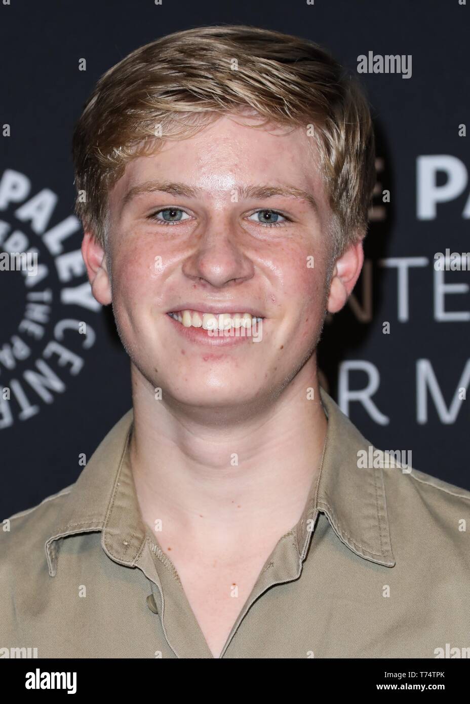 BEVERLY HILLS, Los Angeles, California, Stati Uniti d'America - 03 Maggio: Robert Irwin arriva al Paley Centre for Media presenta: una serata con il Irwins: "Crikey! È il Irwins' di screening e di conversazione tenutasi presso il Paley Centre for Media il 3 maggio 2019 a Beverly Hills Los Angeles, California, Stati Uniti. (Foto di David Acosta/Image Press Agency) Foto Stock