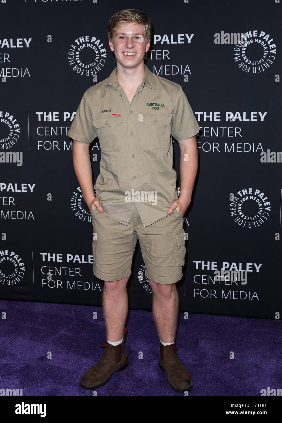 BEVERLY HILLS, Los Angeles, California, Stati Uniti d'America - 03 Maggio: Robert Irwin arriva al Paley Centre for Media presenta: una serata con il Irwins: "Crikey! È il Irwins' di screening e di conversazione tenutasi presso il Paley Centre for Media il 3 maggio 2019 a Beverly Hills Los Angeles, California, Stati Uniti. (Foto di David Acosta/Image Press Agency) Foto Stock