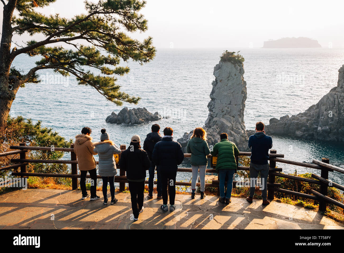 Jeju Island, Corea del Sud - 1 Febbraio 2019 : Oedolgae Rock e mare presso Seogwipo Foto Stock