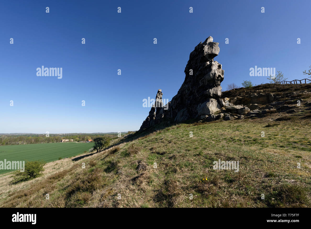 Der Teufelsmauerstieg zwischen Blankenburg und Ballenstedt.Harz. Foto Stock