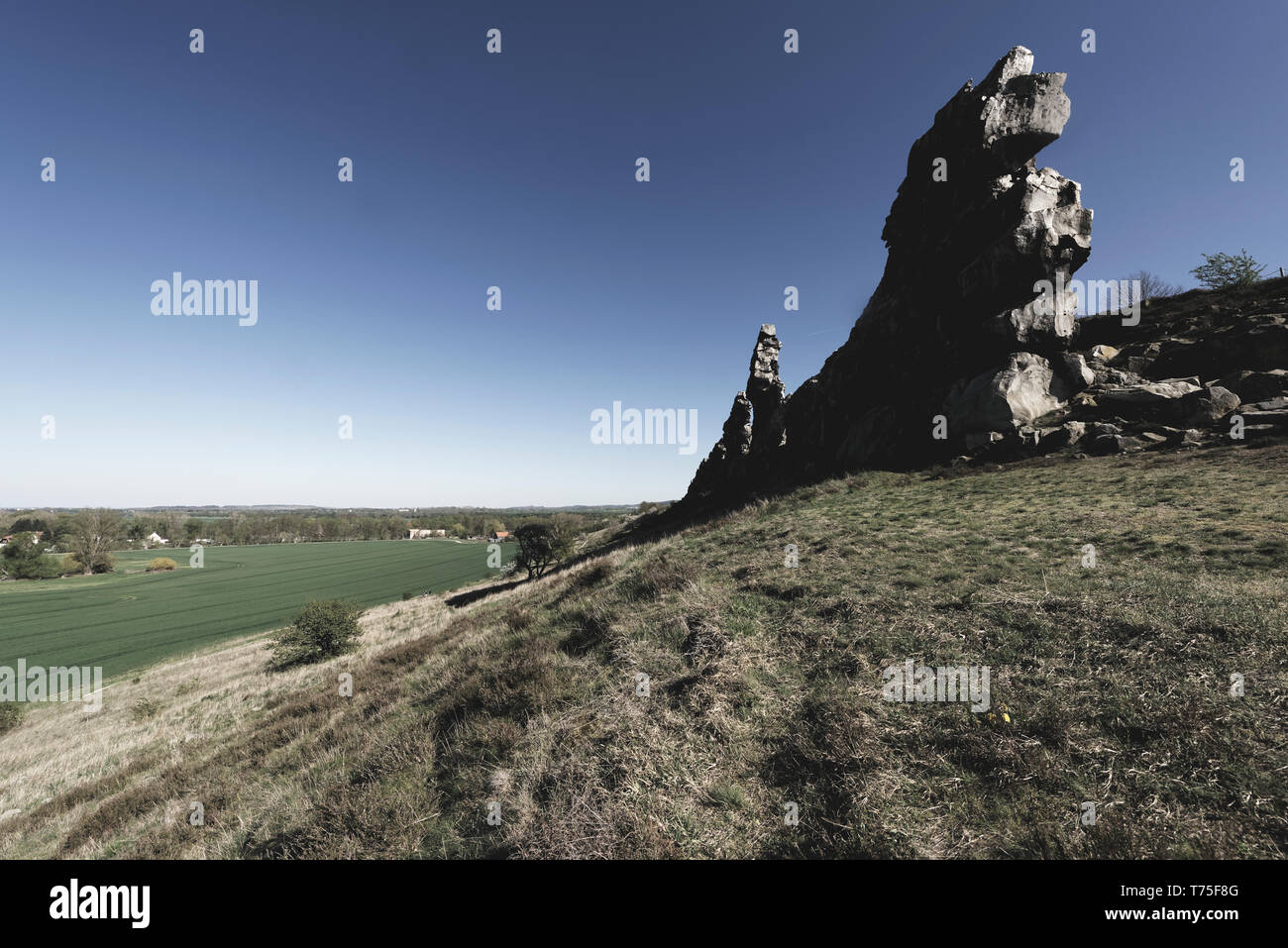 Der Teufelsmauerstieg zwischen Blankenburg und Ballenstedt.Harz. Foto Stock