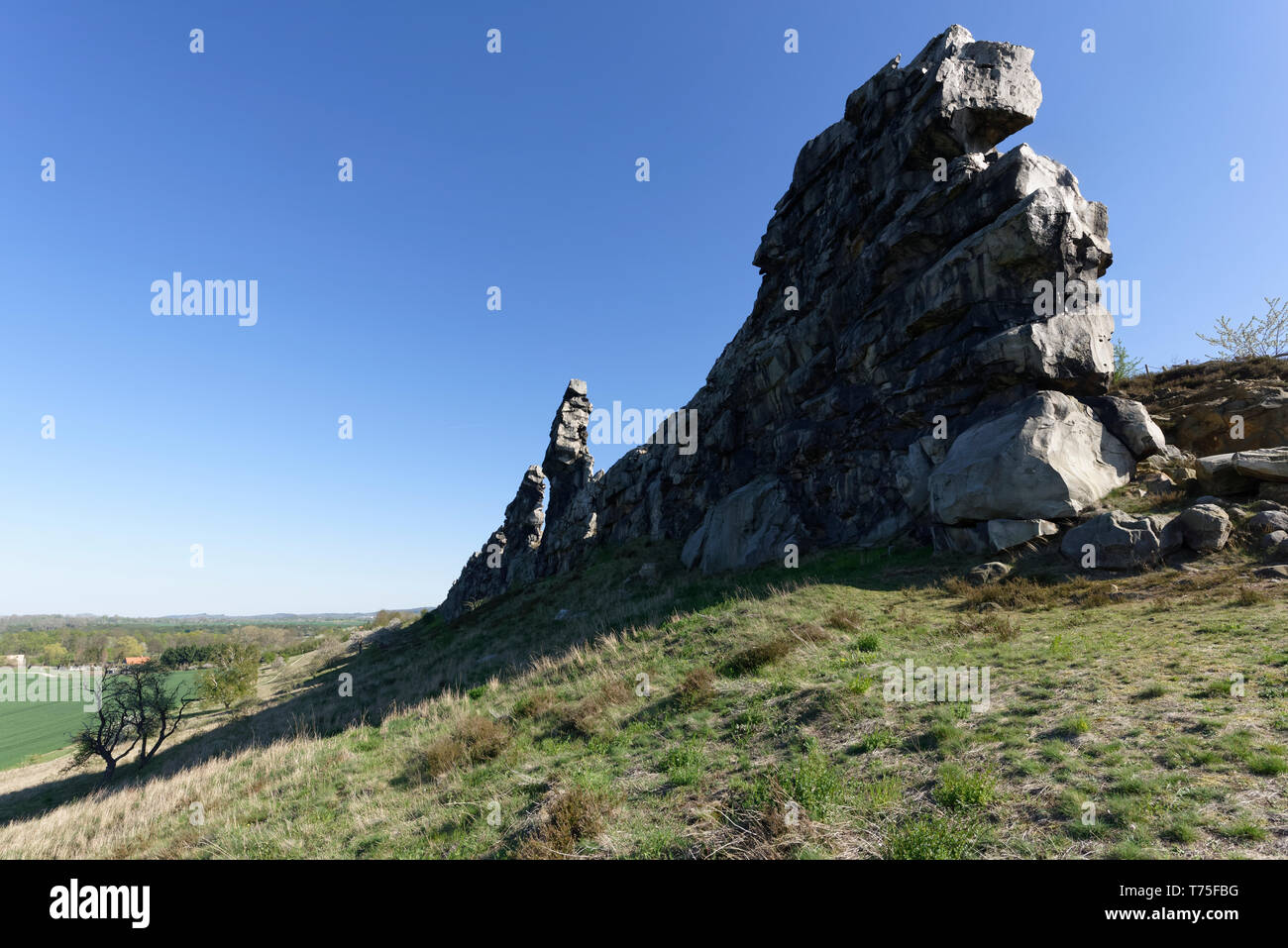 Der Teufelsmauerstieg zwischen Blankenburg und Ballenstedt.Harz. Foto Stock