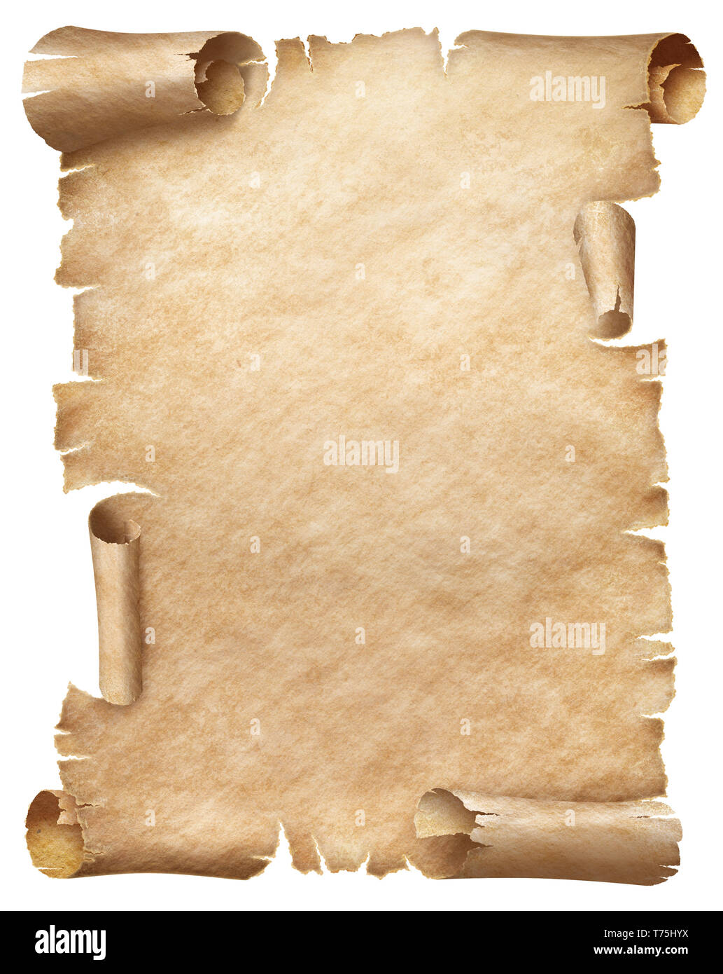 Antica pergamena usurati o vecchio papiro isolato Foto stock - Alamy