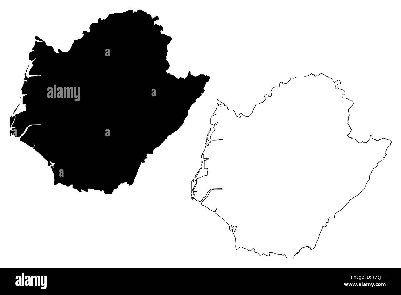 Città di Tainan (divisioni amministrative di Taiwan, Repubblica della Cina, ROC, speciale comuni) mappa illustrazione vettoriale, scribble schizzo Tainan mappa Illustrazione Vettoriale