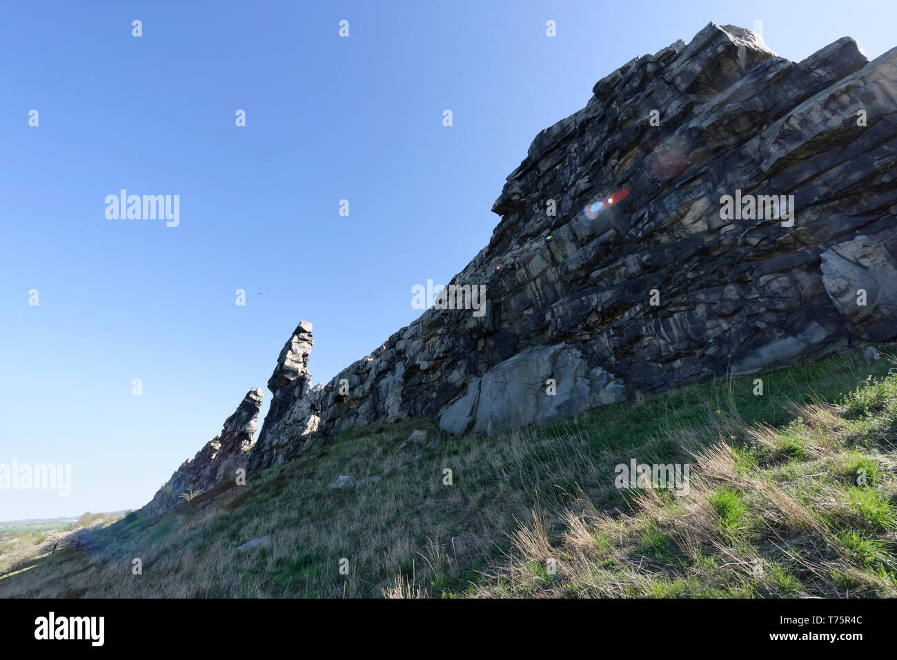 Der Teufelsmauerstieg zwischen Blankenburg und Ballenstedt. Foto Stock