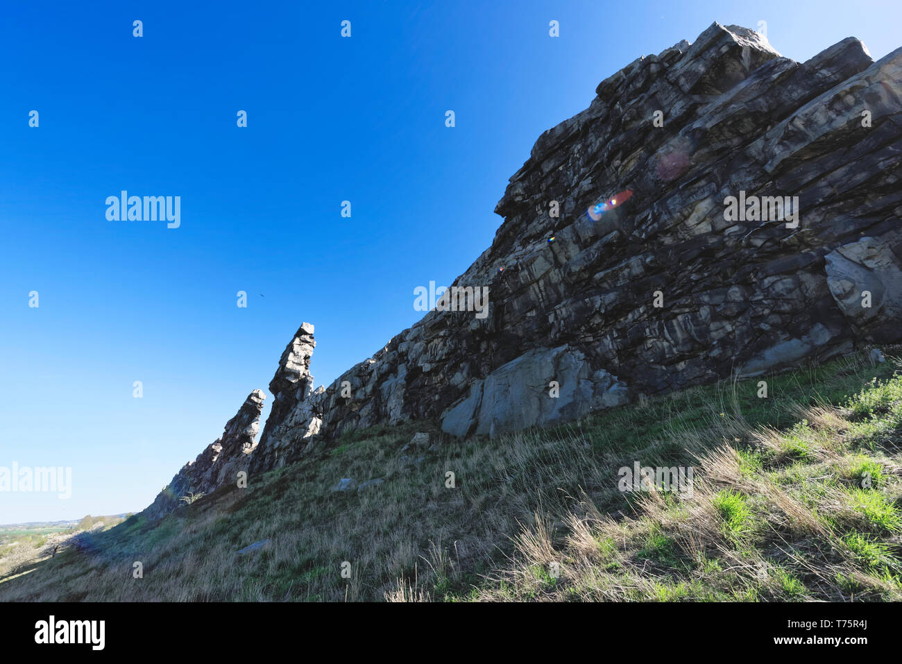 Der Teufelsmauerstieg zwischen Blankenburg und Ballenstedt. Foto Stock